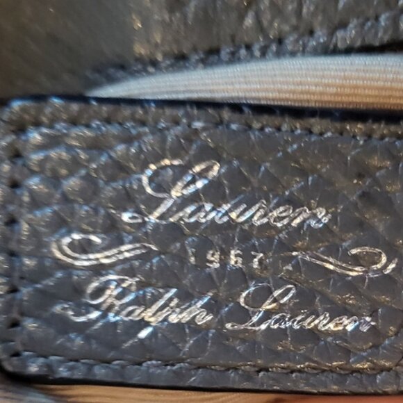 Lauren Ralph Lauren Dark Gray Pebbled Leather Hobo Bag - Picture 7 of 16